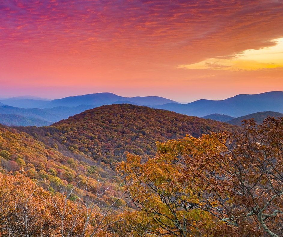 Fall sunset over mountains