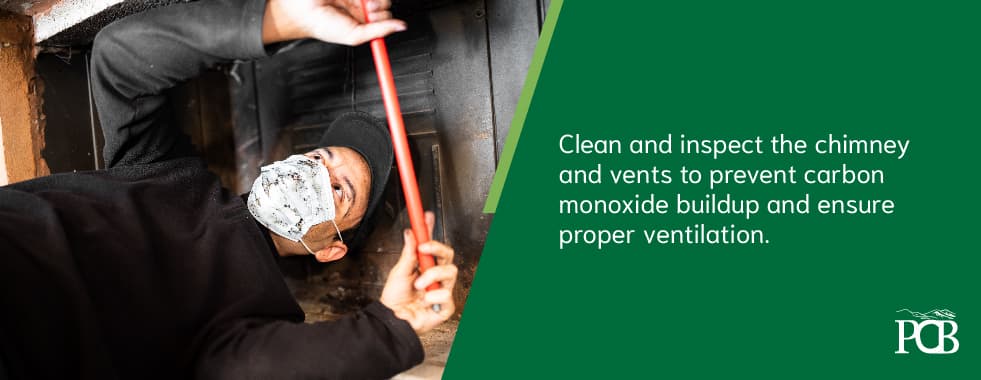 A person cleaning a chimney