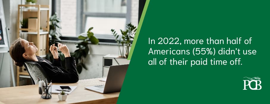 In 2022, more than half of Americans (55%) didn't use all of their paid time off. 